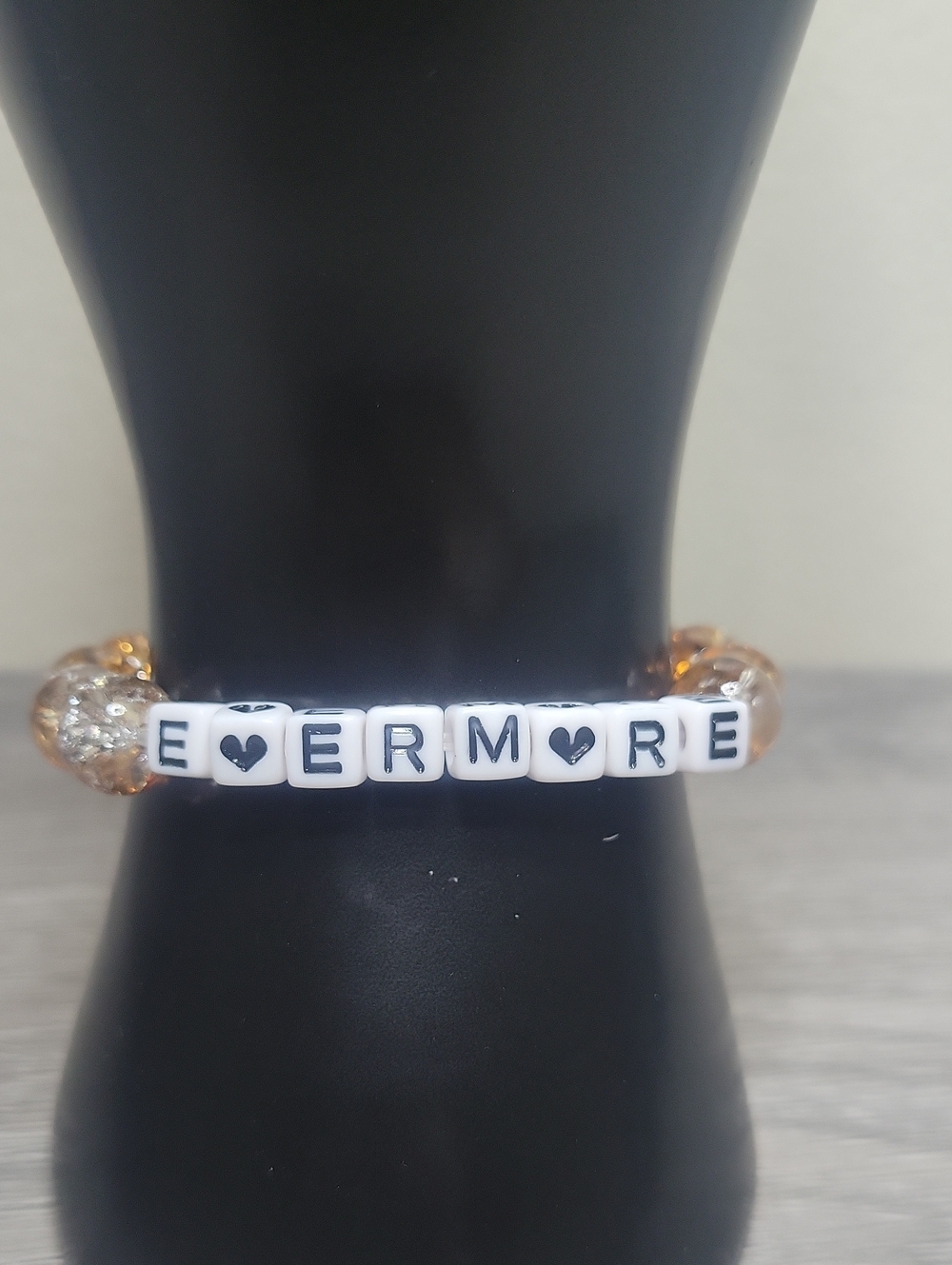 Taylor Swift "Evermore" Letter Bead Orange Stretch Bracelet